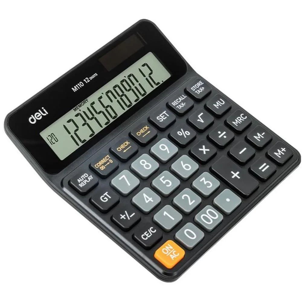 Calculadora De Mesa 12Dig. Check Preto Media Solar Deli - imagem 3