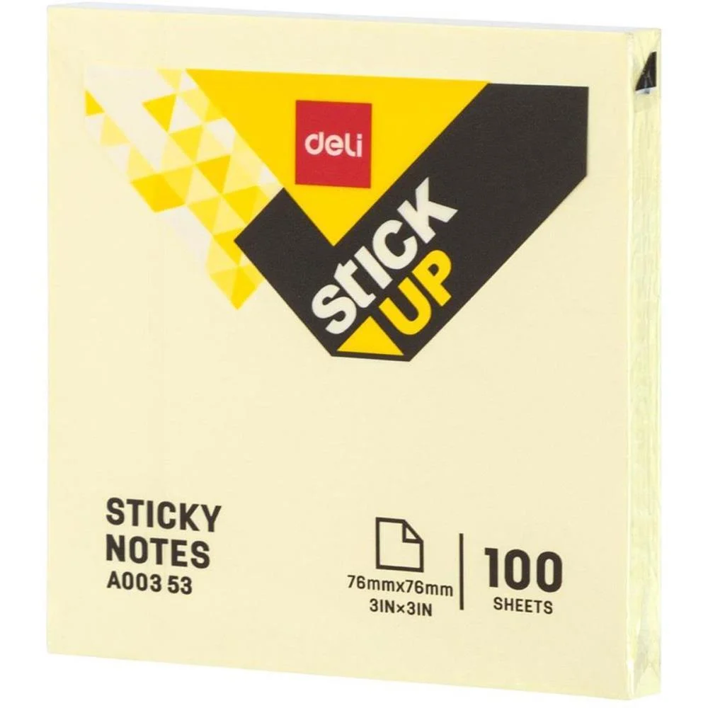 Bloco De Recado Autoadesivo 76X76Mm Amarelo 100Fls Deli - imagem 3
