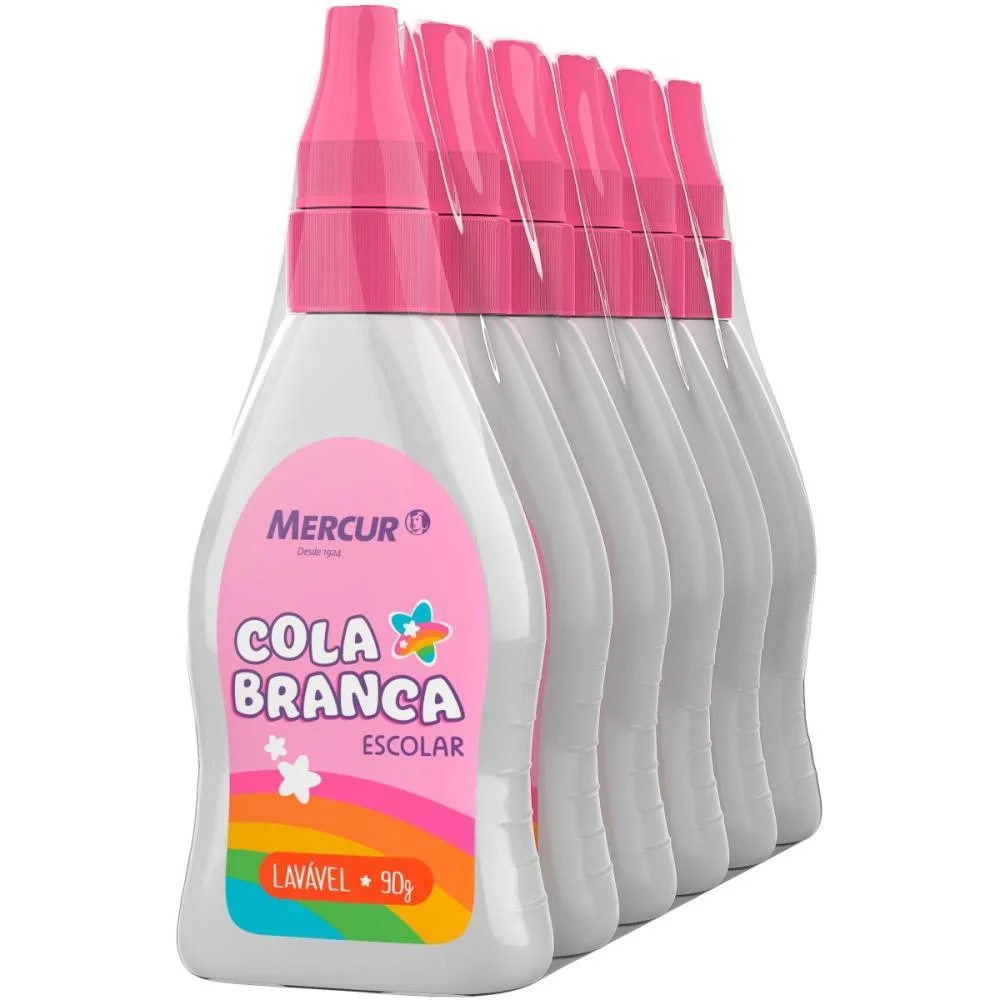 Cola Escolar 90G Branca Cores Magicas Mercur (Pct.c/06) - imagem 4