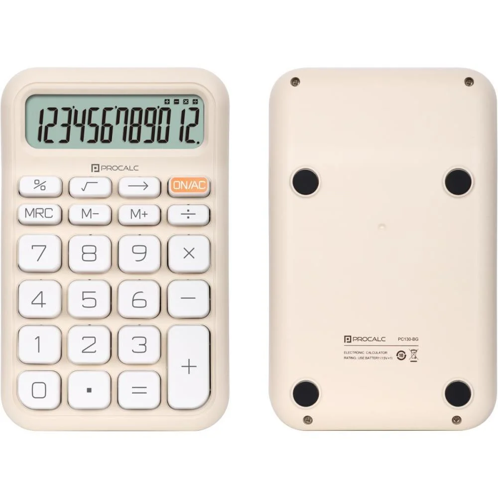Calculadora De Mesa 12 Dig. Bege Solar/Bater.pc130 Procalc - imagem 2