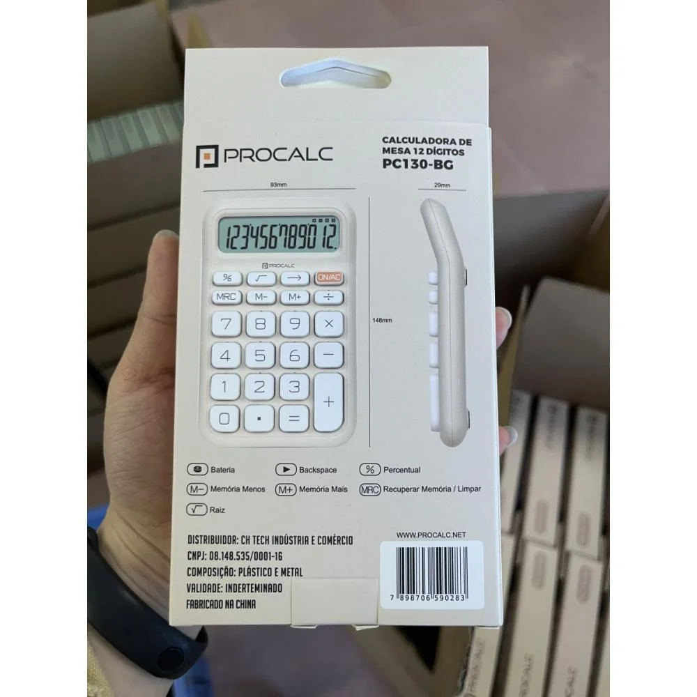 Calculadora De Mesa 12 Dig. Bege Solar/Bater.pc130 Procalc - imagem 5