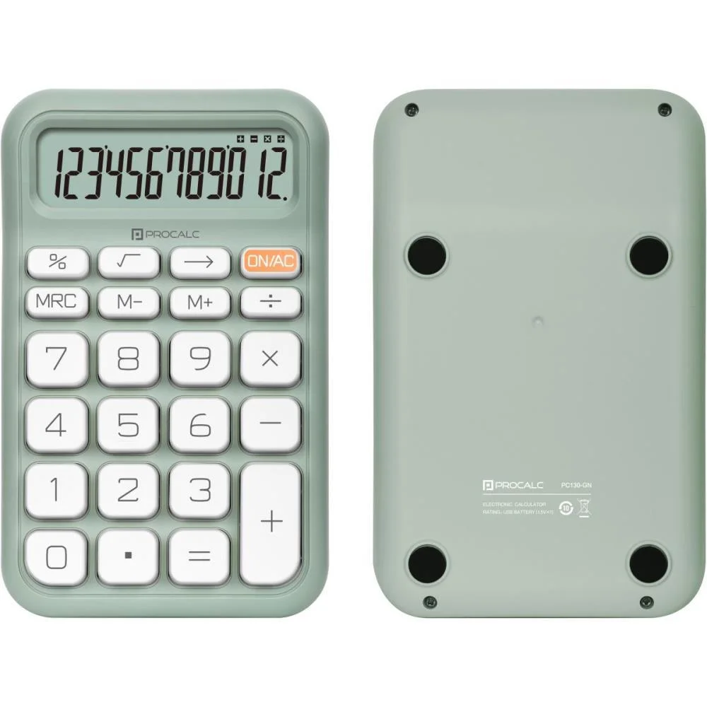 Calculadora De Mesa 12 Dig. Vd Solar/Bateria Pc130 Procalc - imagem 3