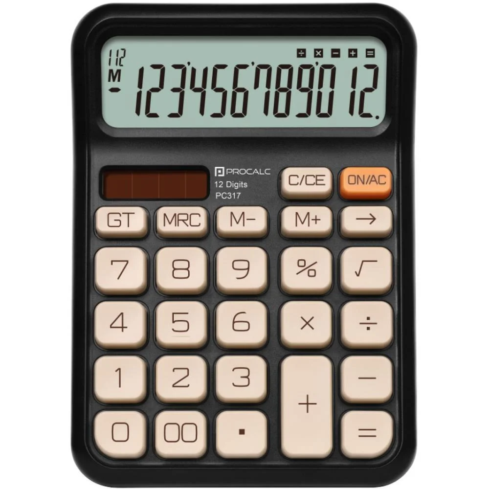 Calculadora De Mesa 12 Dig. Pt Solar/Bateria Pc317 Procalc - imagem 4