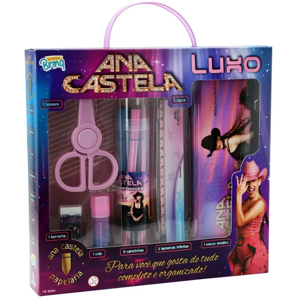 Kit Escolar Ana Castela Luxo C/08Itens+Can Polibrinq (Kit) - imagem 2
