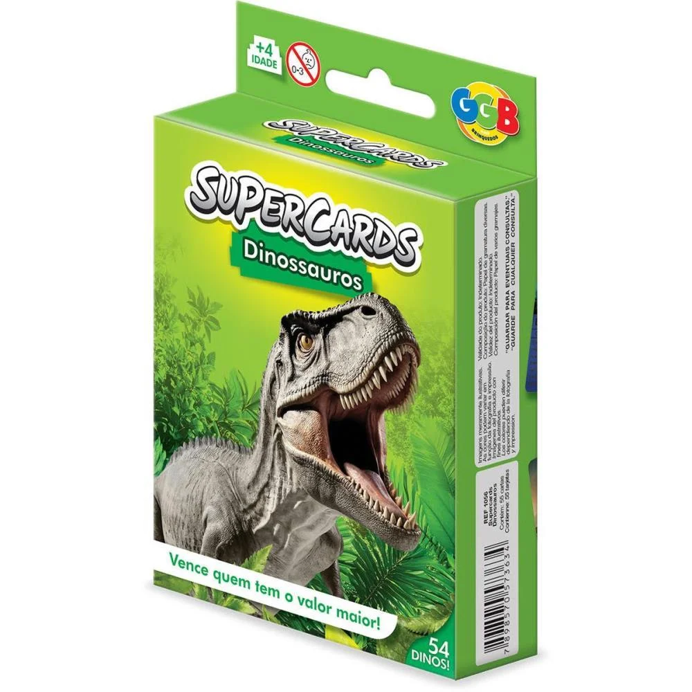 Jogo De Cartas Supercards Dinossauros 55Cts Ggb Plast - imagem 3