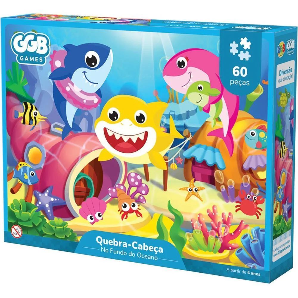 Quebra-Cabeca Cartonado No Fundo Do Oceano 60Pcs Ggb Plast - imagem 2