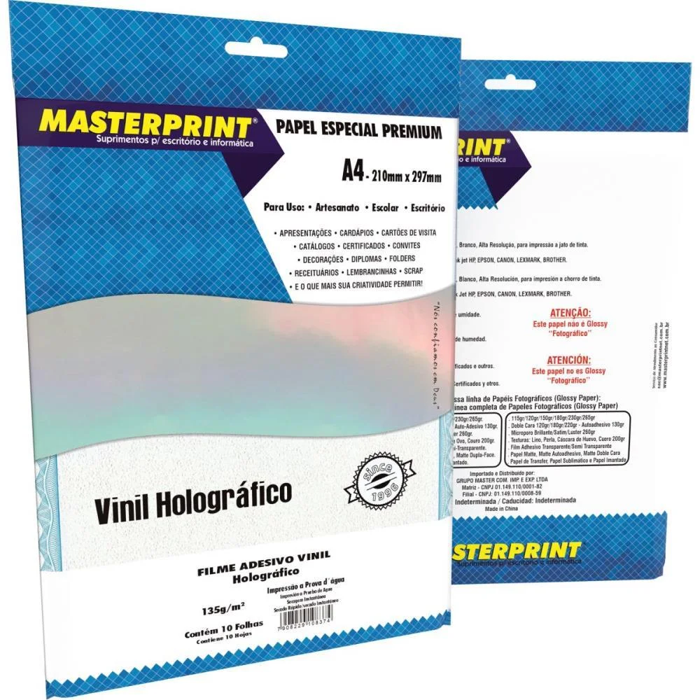 Filme Adesivo Inkjet A4 135G Holografico Masterprint (Pct.c/10) - imagem 2