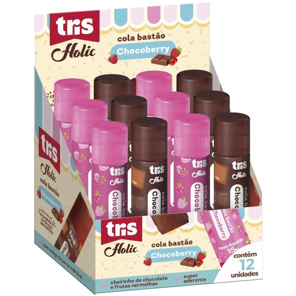 Cola Em Bastao Tris Chocoberry 15G. Summit C/ 12 Unidades - imagem 3