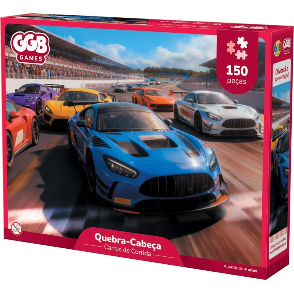 Quebra-Cabeca Cartonado Carros De Corrida 150Pcs Ggb Plast - imagem 2