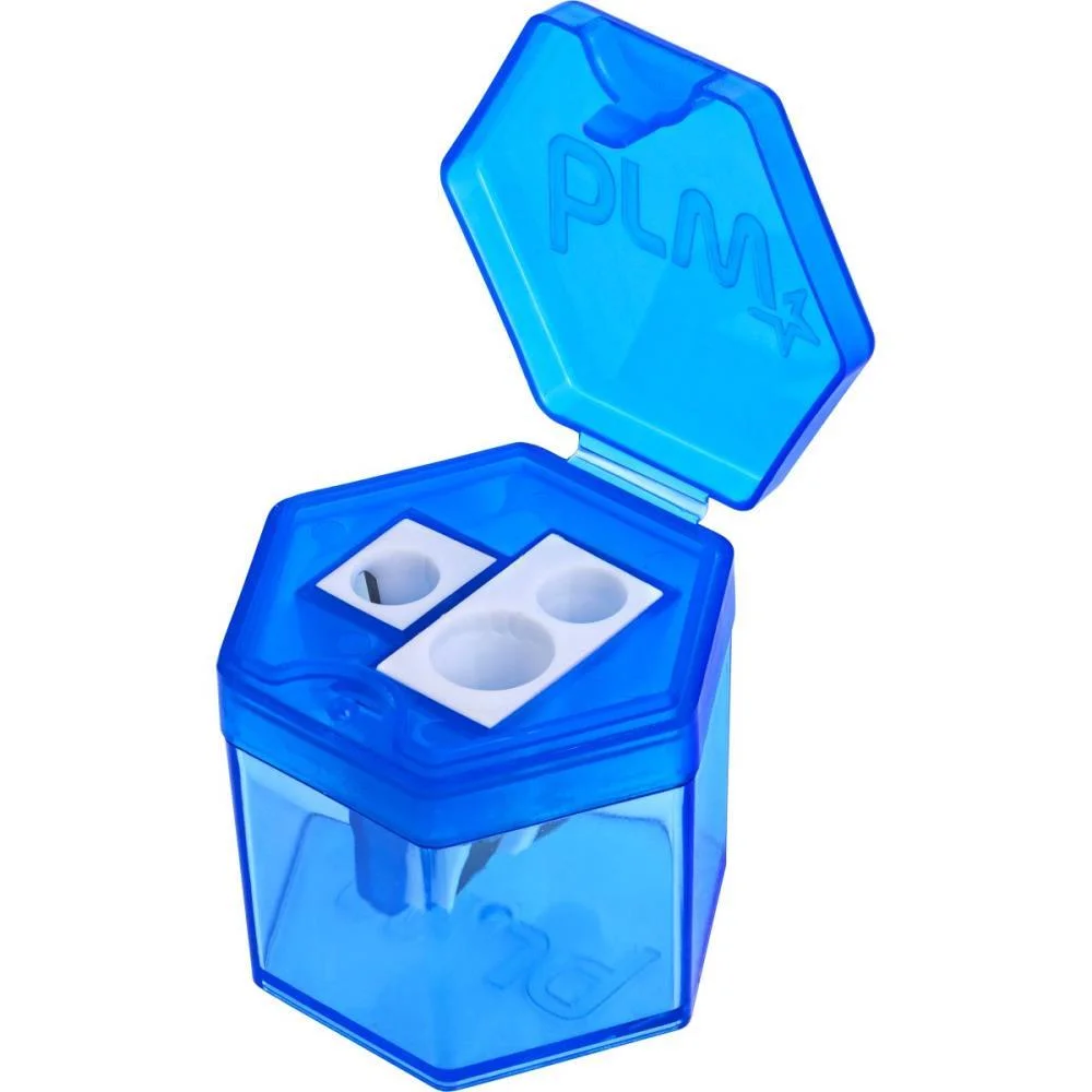 Apontador Com Deposito Triplo 3 Furos Plastico Cores Brw C/ 12 Unidades - imagem 2