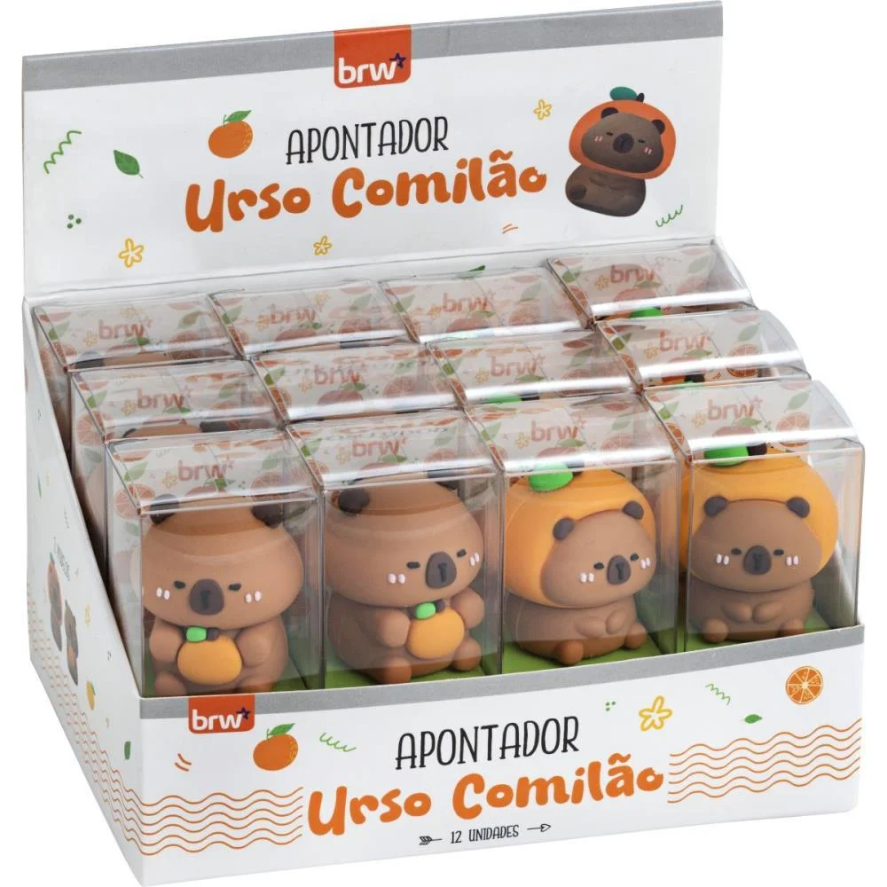Apontador Sem Deposito Urso Comilao Plastico (S) Brw C/ 12 Unidades - imagem 3