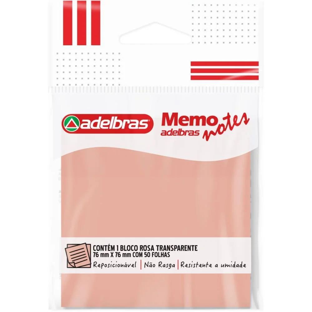 Bloco De Recado Autoadesivo Memonote Transparente 76X76 Ro Adelbras - imagem 2