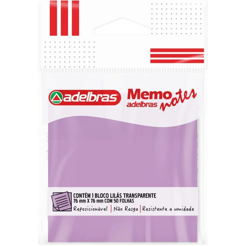 Bloco De Recado Autoadesivo Memonote Transparente 76X76 Li Adelbras - imagem 2