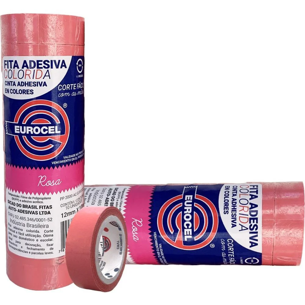 Fita Adesiva Pp 2000 12Mmx10M Rosa Eurocel (Pct.c/10) - imagem 2
