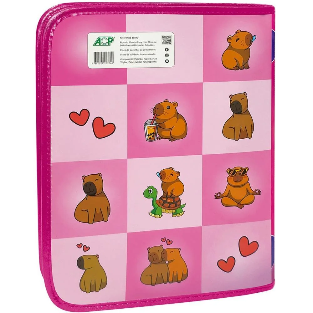 Fichario Com Ziper Mundo Capy C/Div+Bloco 96Fls Acp - imagem 4