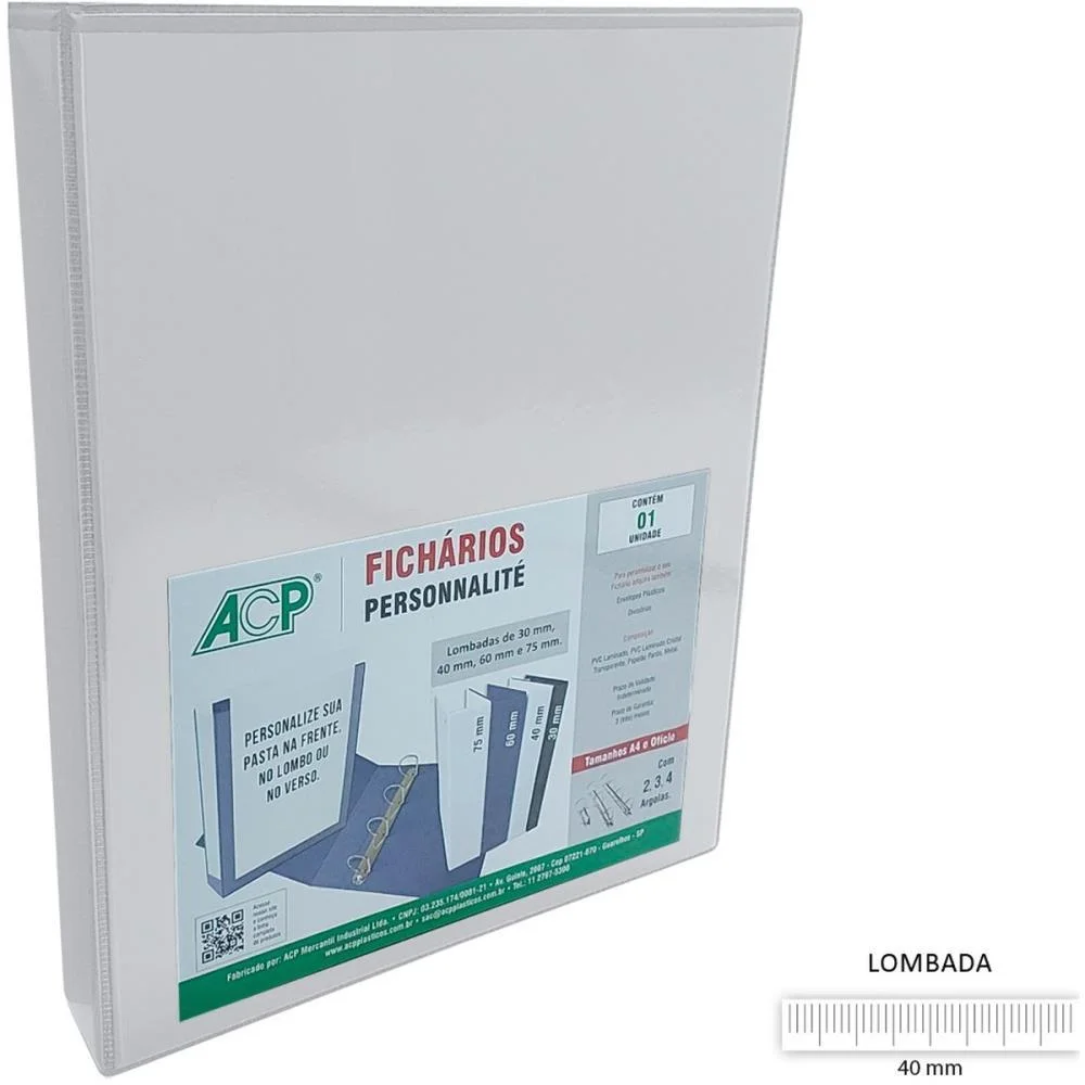 Fichario De Pvc Personalite Of.40Mm 4Arg.br Acp - imagem 2
