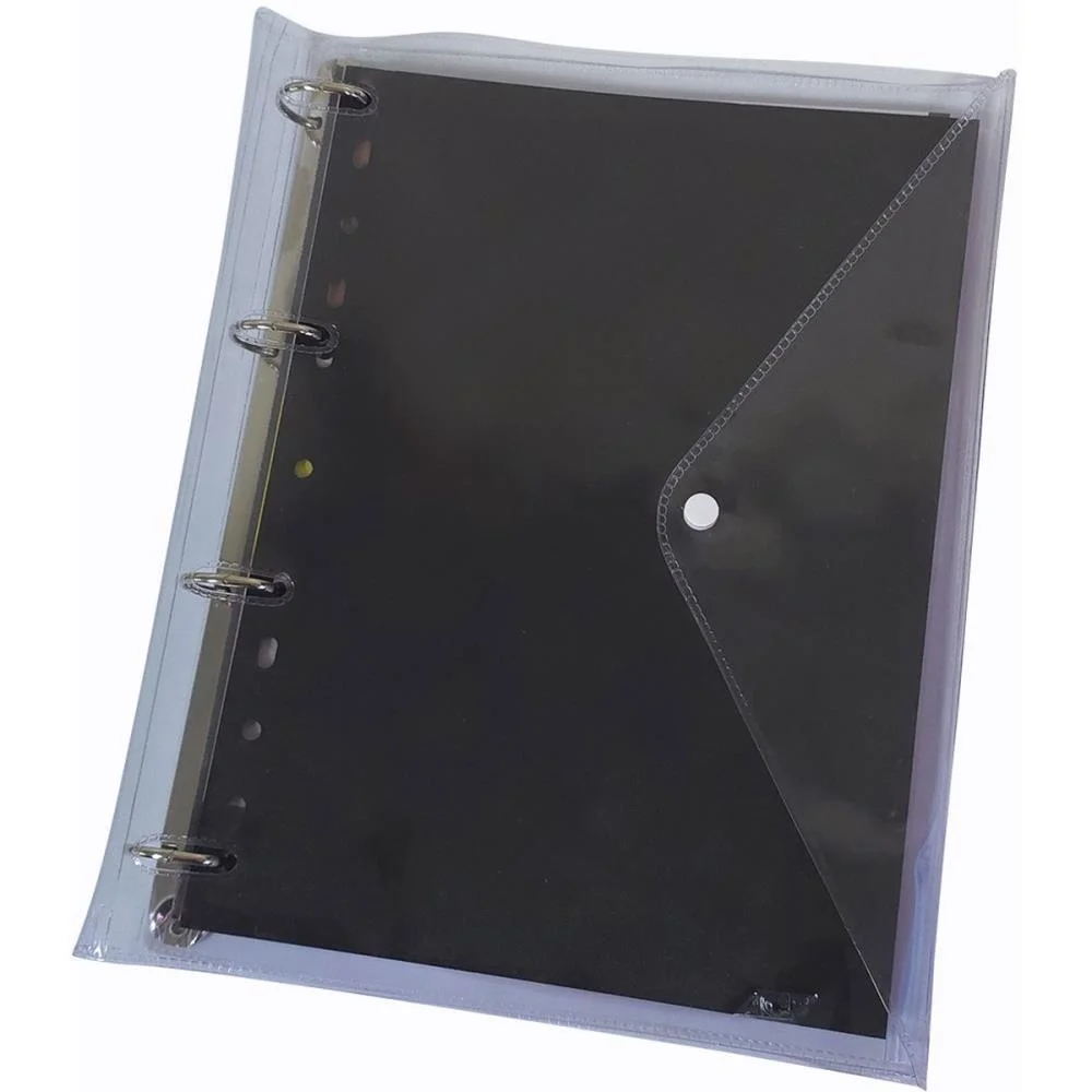 Fichario De Pvc Preto 4 Argolas C/Botao 96F Acp - imagem 2
