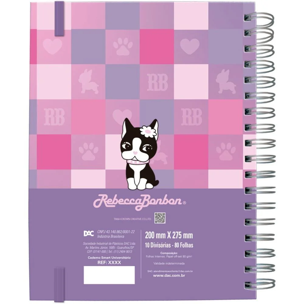 Caderno 01X1 Capa Dura Rebecca Bonbon Smart C/Elastic Dac - imagem 3