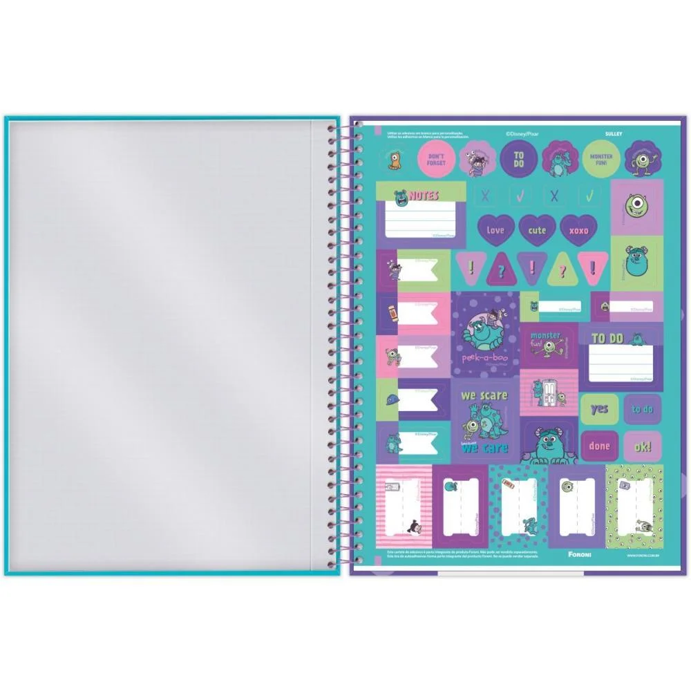 Caderno 10X1 Capa Dura Monstros S. A. 160F Foroni (Pct.c/04) - imagem 7