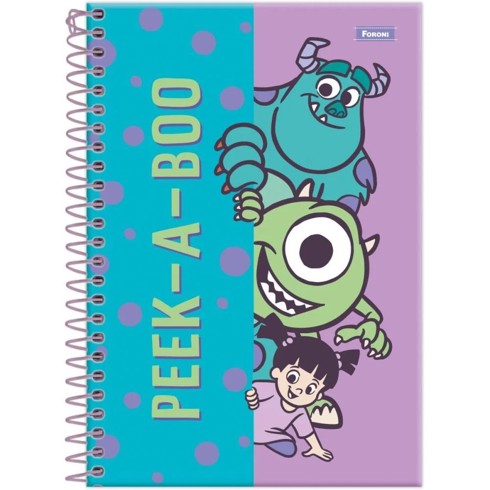 Caderno Espiral Pequeno Capa Dura Monstros S. A. 80F Foroni (Pct.c/05) - imagem 2