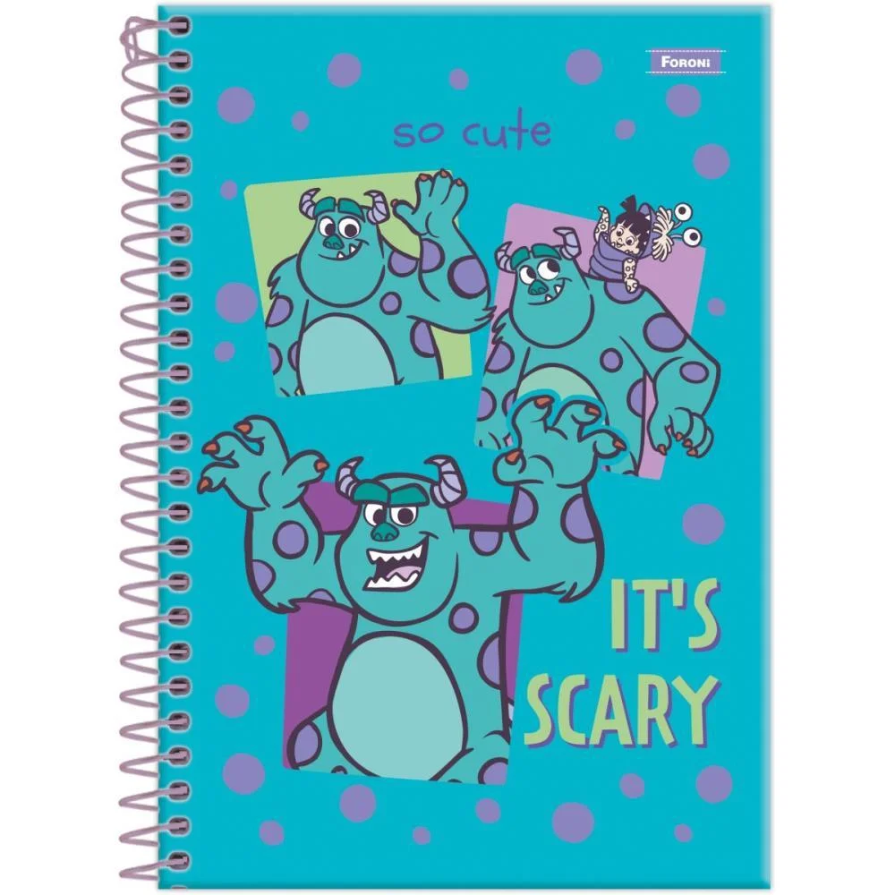 Caderno Espiral Pequeno Capa Dura Monstros S. A. 80F Foroni (Pct.c/05) - imagem 3