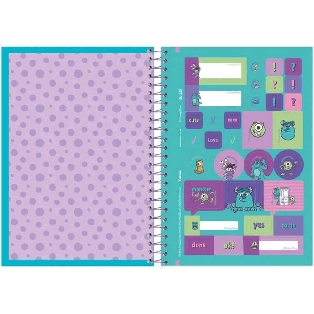 Caderno Espiral Pequeno Capa Dura Monstros S. A. 80F Foroni (Pct.c/05) - imagem 6