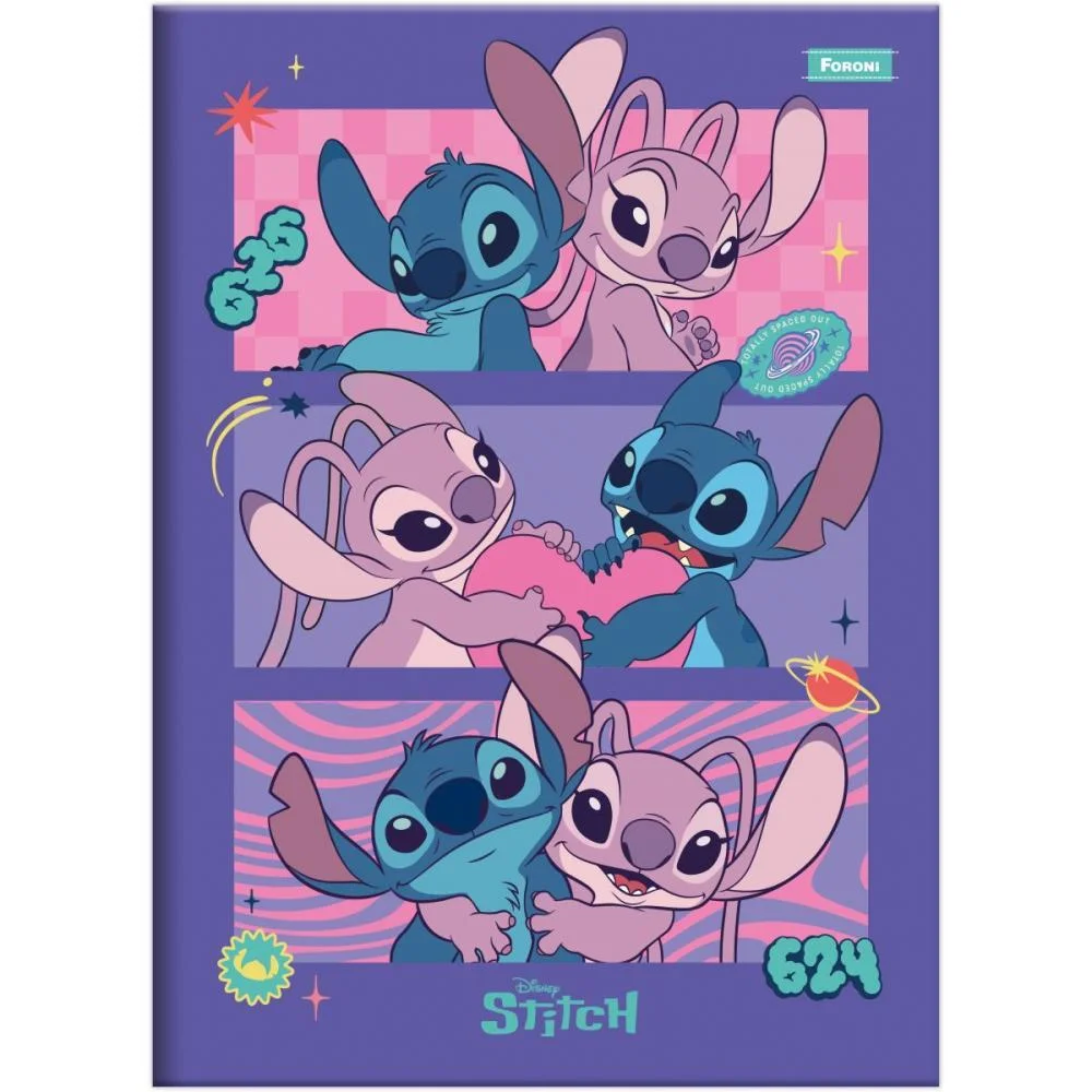 Caderno Brochura Pequeno Capa Dura Stitch 80F Foroni (Pct.c/05) - imagem 3