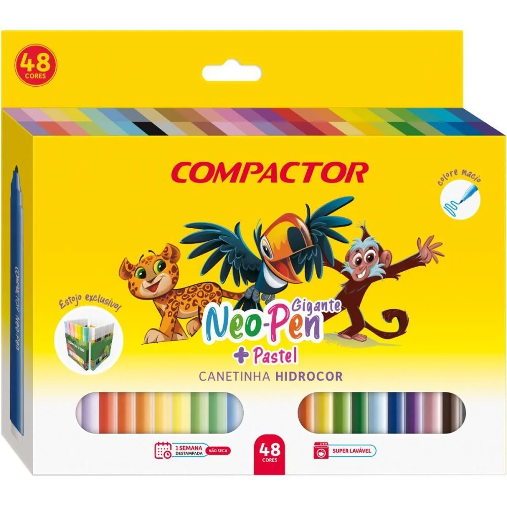 Caneta Hidrografica Neo-Pen Gigante Pastel 48Cores Compactor (Pct.c/05) - imagem 2