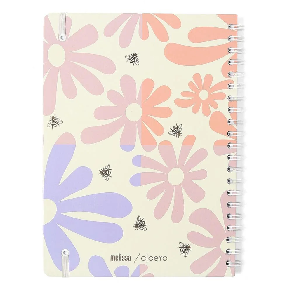 Caderno 01X1 Cp.dura Colegial Melissa Block Bloomy 80F Cicero - imagem 5