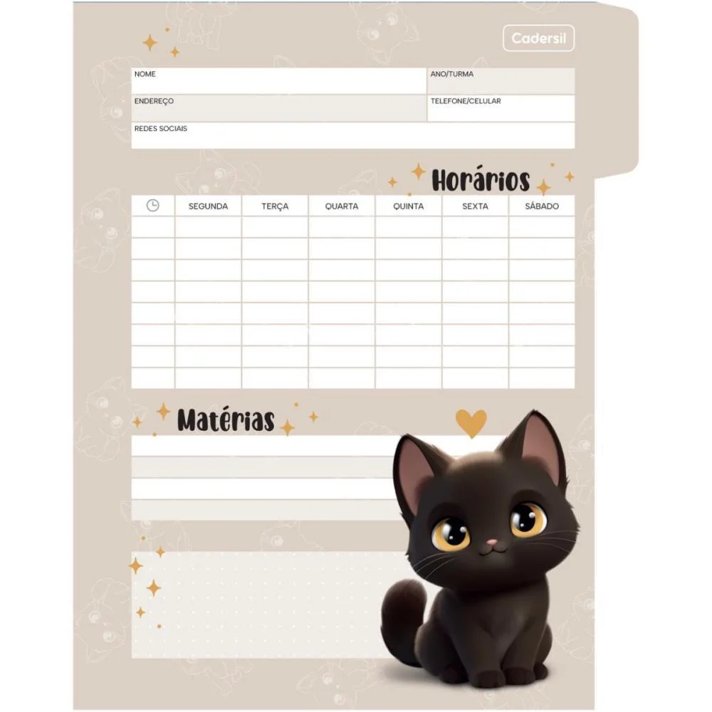 Caderno Argolado Cute Cat C/Elast 4Cap.incl.80F Cadersil - imagem 19