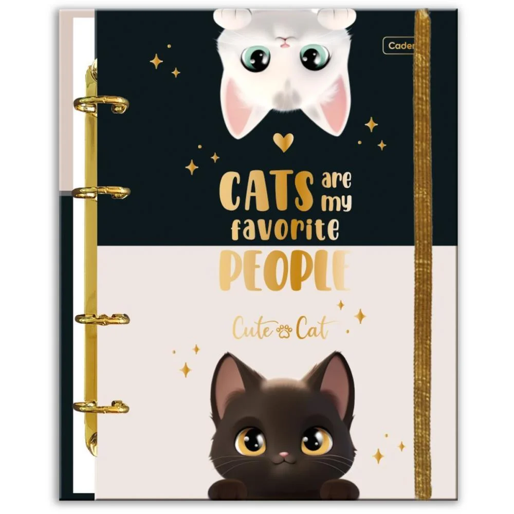 Caderno Argolado Cute Cat C/Elast 4Cap.incl.80F Cadersil - imagem 3