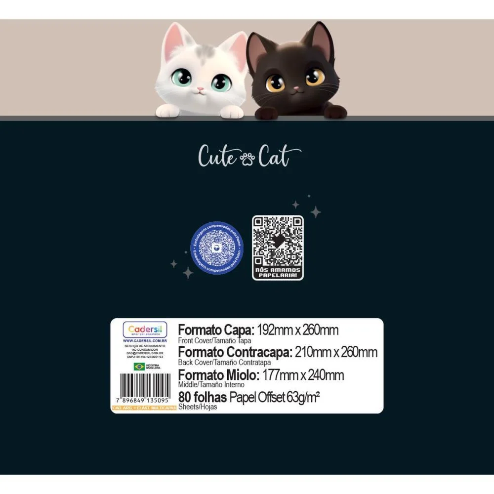 Caderno Argolado Cute Cat C/Elast 4Cap.incl.80F Cadersil - imagem 23