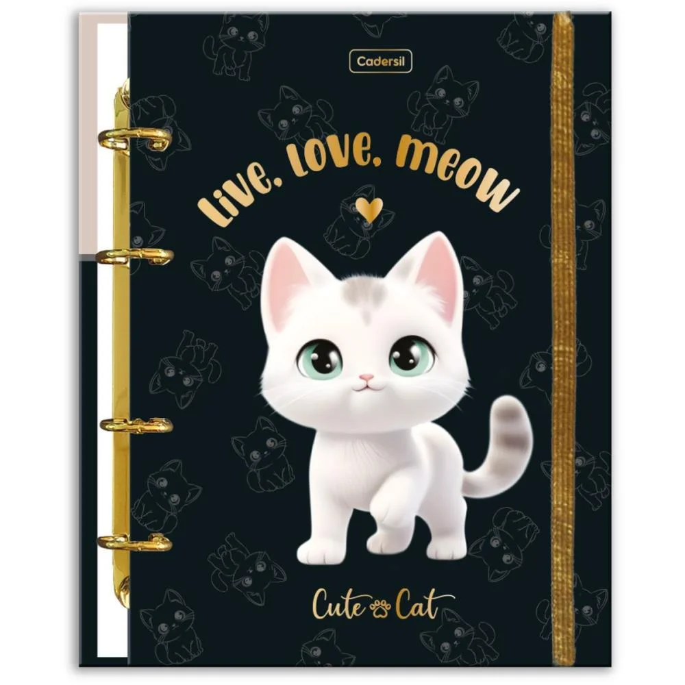 Caderno Argolado Cute Cat C/Elast 4Cap.incl.80F Cadersil - imagem 24