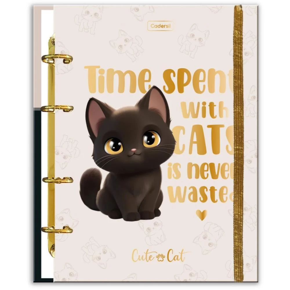 Caderno Argolado Cute Cat C/Elast 4Cap.incl.80F Cadersil - imagem 4