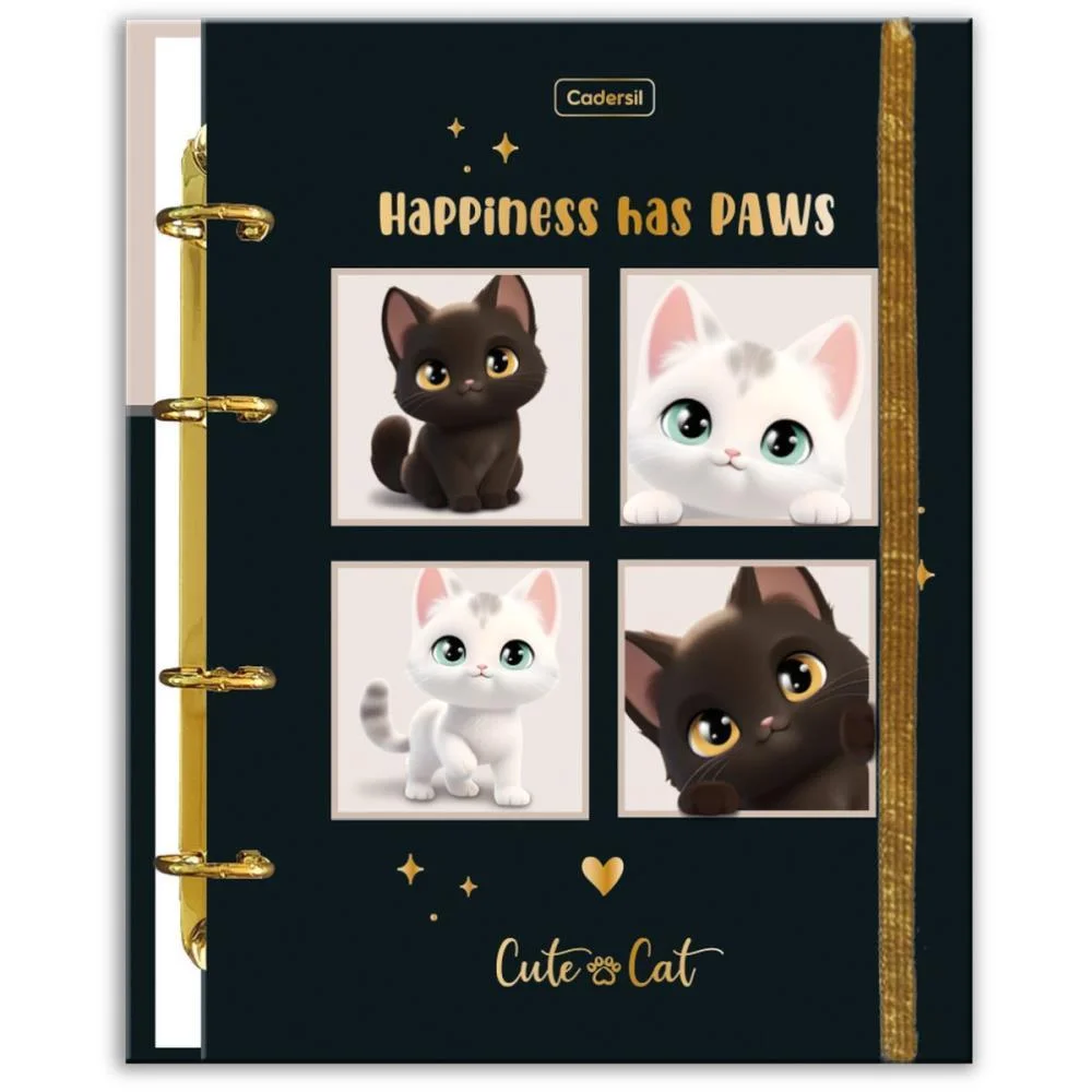 Caderno Argolado Cute Cat C/Elast 4Cap.incl.80F Cadersil - imagem 5
