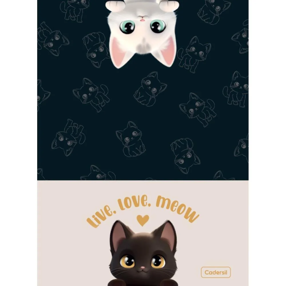 Caderno 01X1 Cp.dura Colegial Cute Cat C/Bloco Coracao 80F(S Cadersil - imagem 7