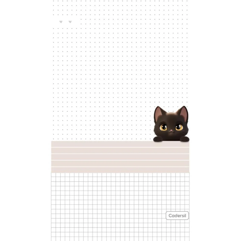 Caderno 01X1 Cp.dura Colegial Cute Cat C/Bloco Coracao 80F(S Cadersil - imagem 10