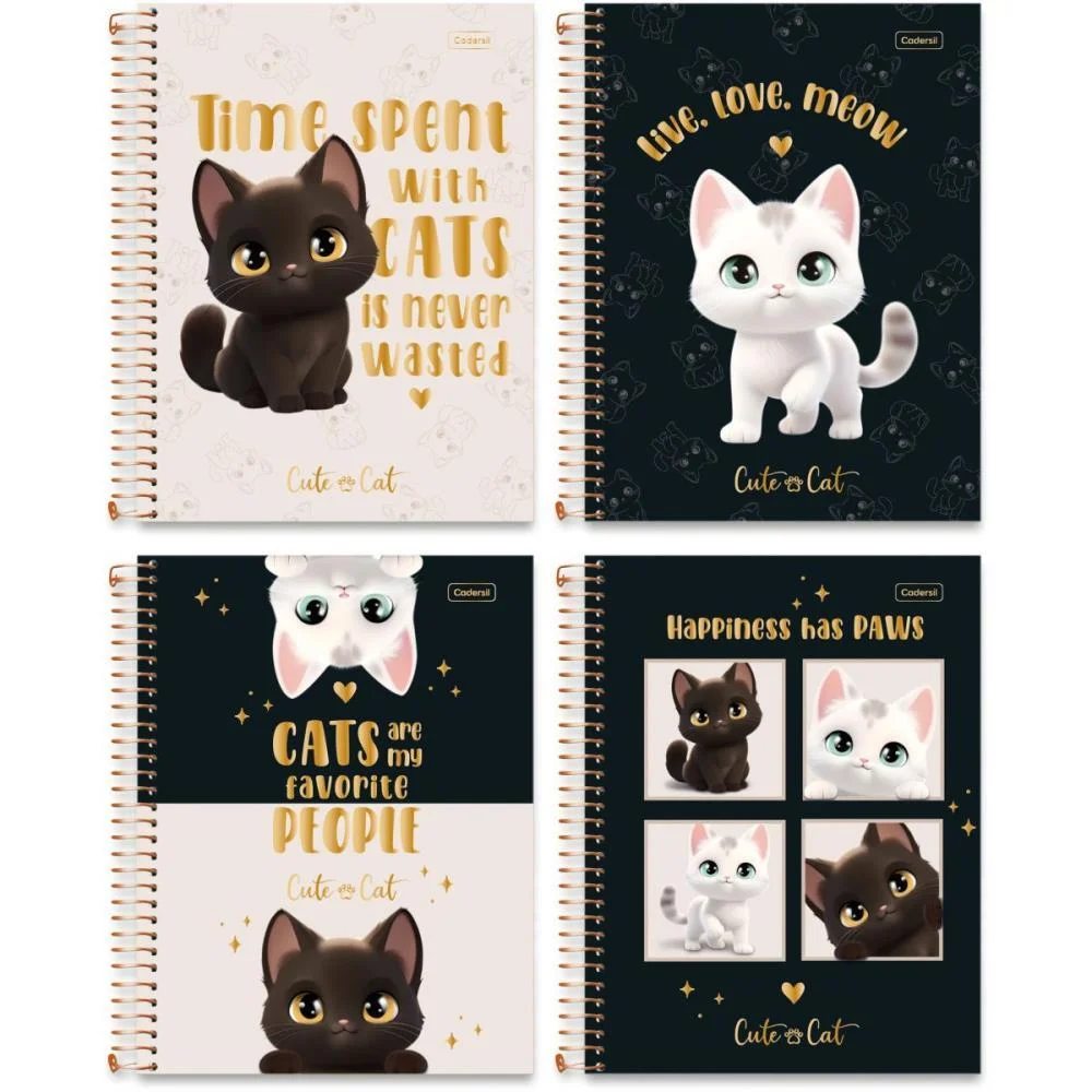 Caderno 10X1 Capa Dura Cute Cat 160Fls Cadersil (Pct.c/04) - imagem 13