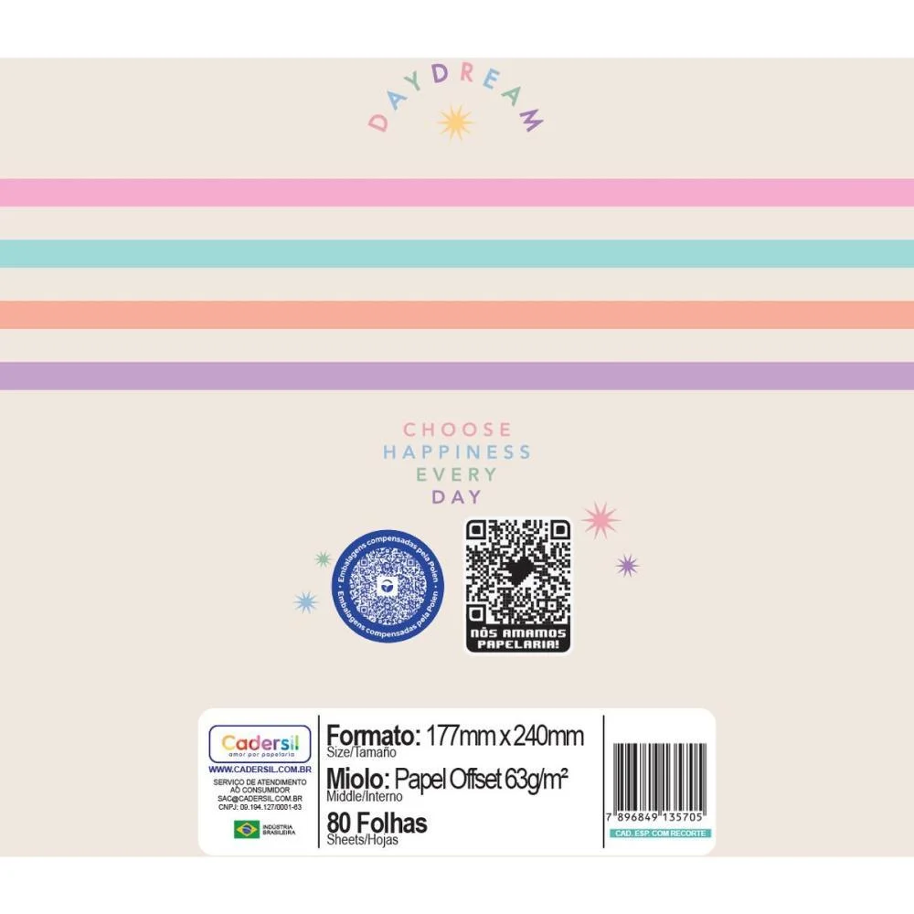 Caderno 01X1 Cp.dura Colegial Daydream C/4 Divisorias 80Fl(S Cadersil - imagem 10