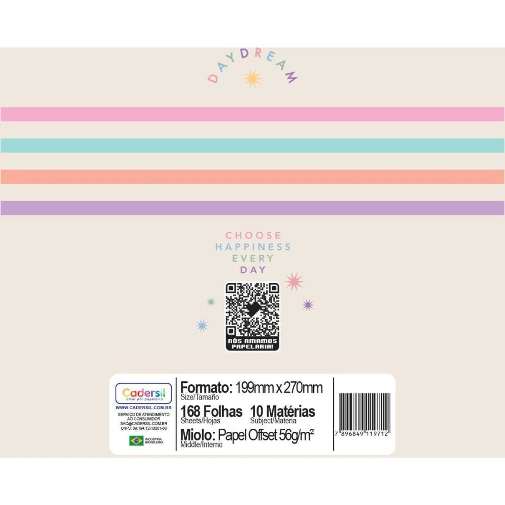 Caderno 10X1 Capa Dura Daydream 2Em1 C/Planner 168Fls Cadersil (Pct.c/04) - imagem 15