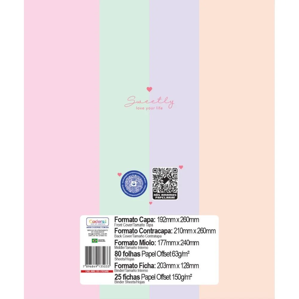 Caderno Argolado Sweetly C/Elas+6Div+Ficha (S) Cadersil - imagem 11
