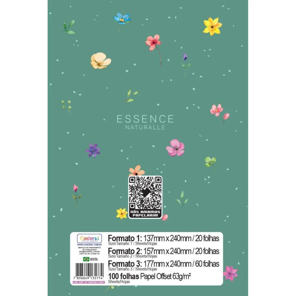 Caderno 01X1 Cp.dura Colegial Essence Naturalle 3Em1-100Fl(S Cadersil - imagem 11