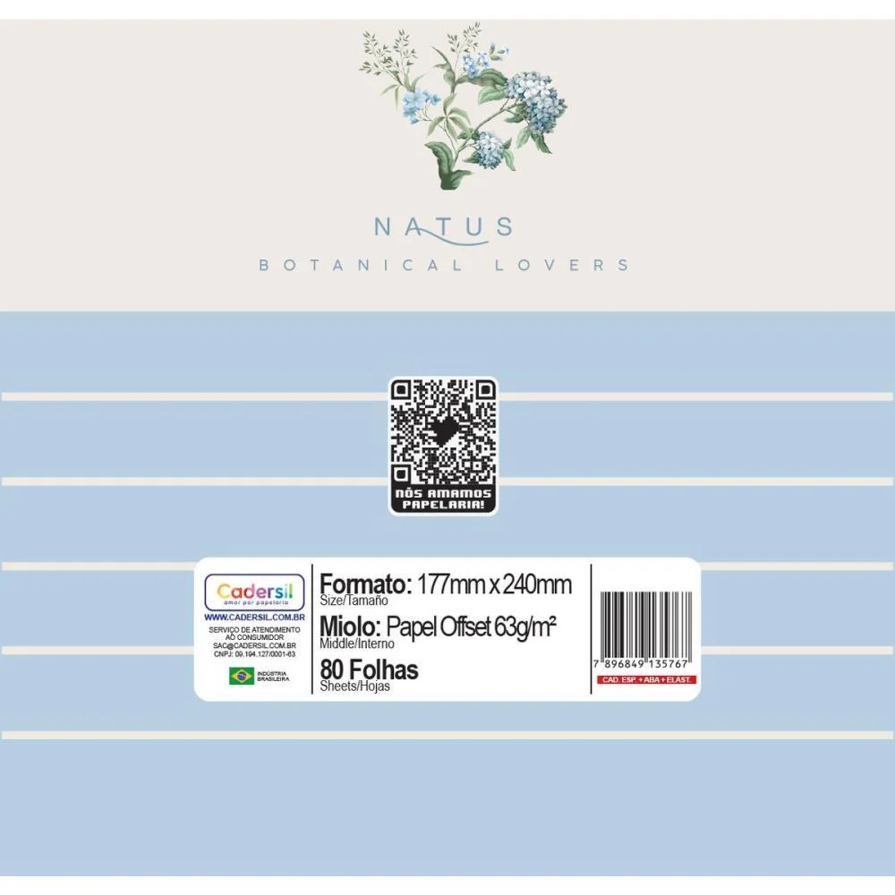 Caderno 01X1 Cp.dura Colegial Natus C/Elas+Blocos Ades.80F(S Cadersil - imagem 10