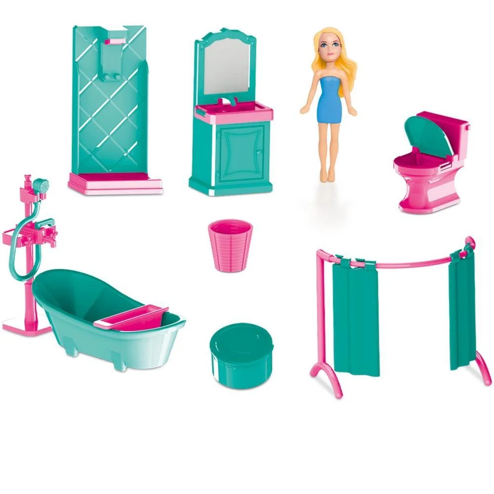 Casinha De Boneca Colecao Judy Banheiro C/Boneca Samba Toys - imagem 2