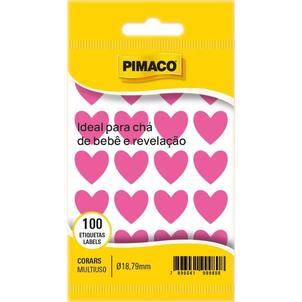 Etiqueta Lisa Com Formas Coração Tp-18 Rosa Pimaco (Ct.c/100) - imagem 3