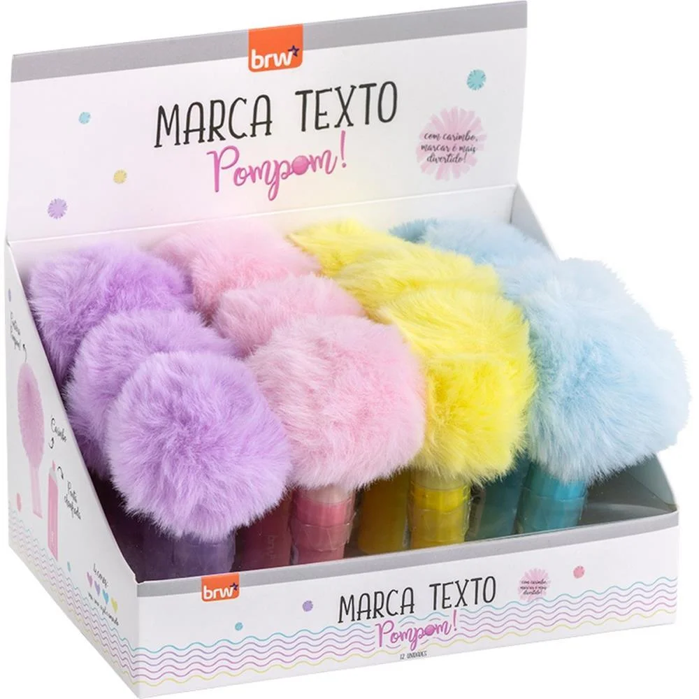 Caneta Marca Texto Divertido Pompom 4 Cores Brw C/ 12 Unidades - imagem 2