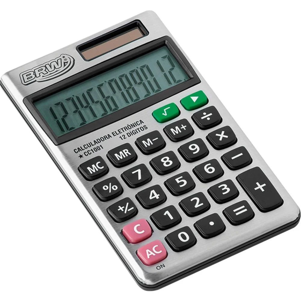 Calculadora De Bolso 12 Dig 11,8X7,0X1,2Cm Metal Brw - imagem 3