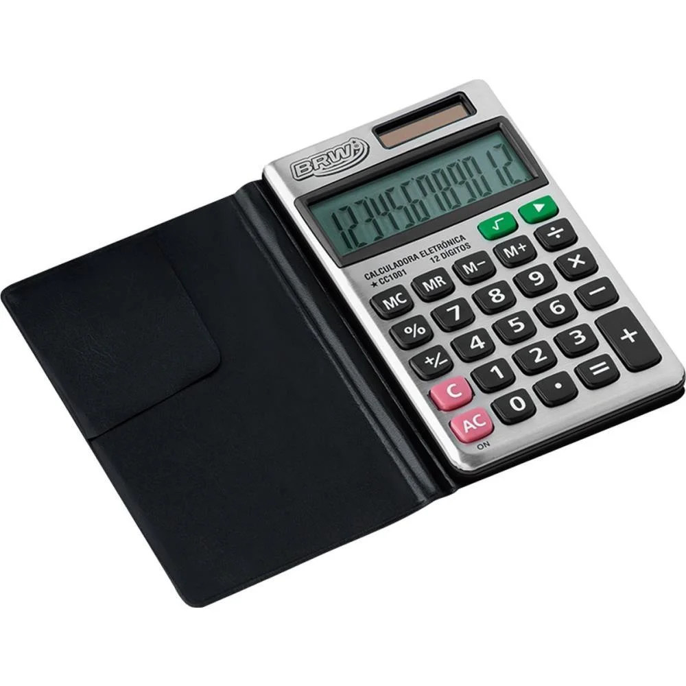 Calculadora De Bolso 12 Dig 11,8X7,0X1,2Cm Metal Brw - imagem 5