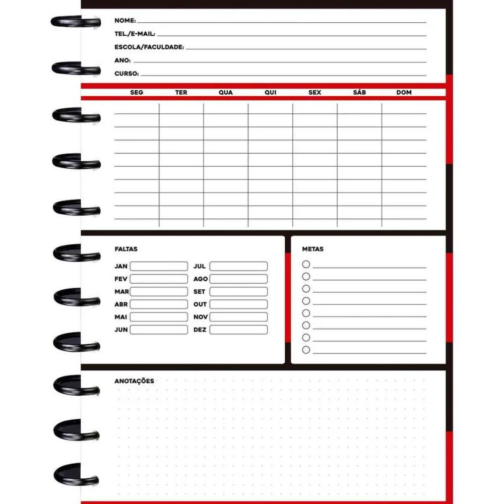 Caderno 10X1 Capa Dura Flamengo Mod.1- Disco 160Fls Kit - imagem 4