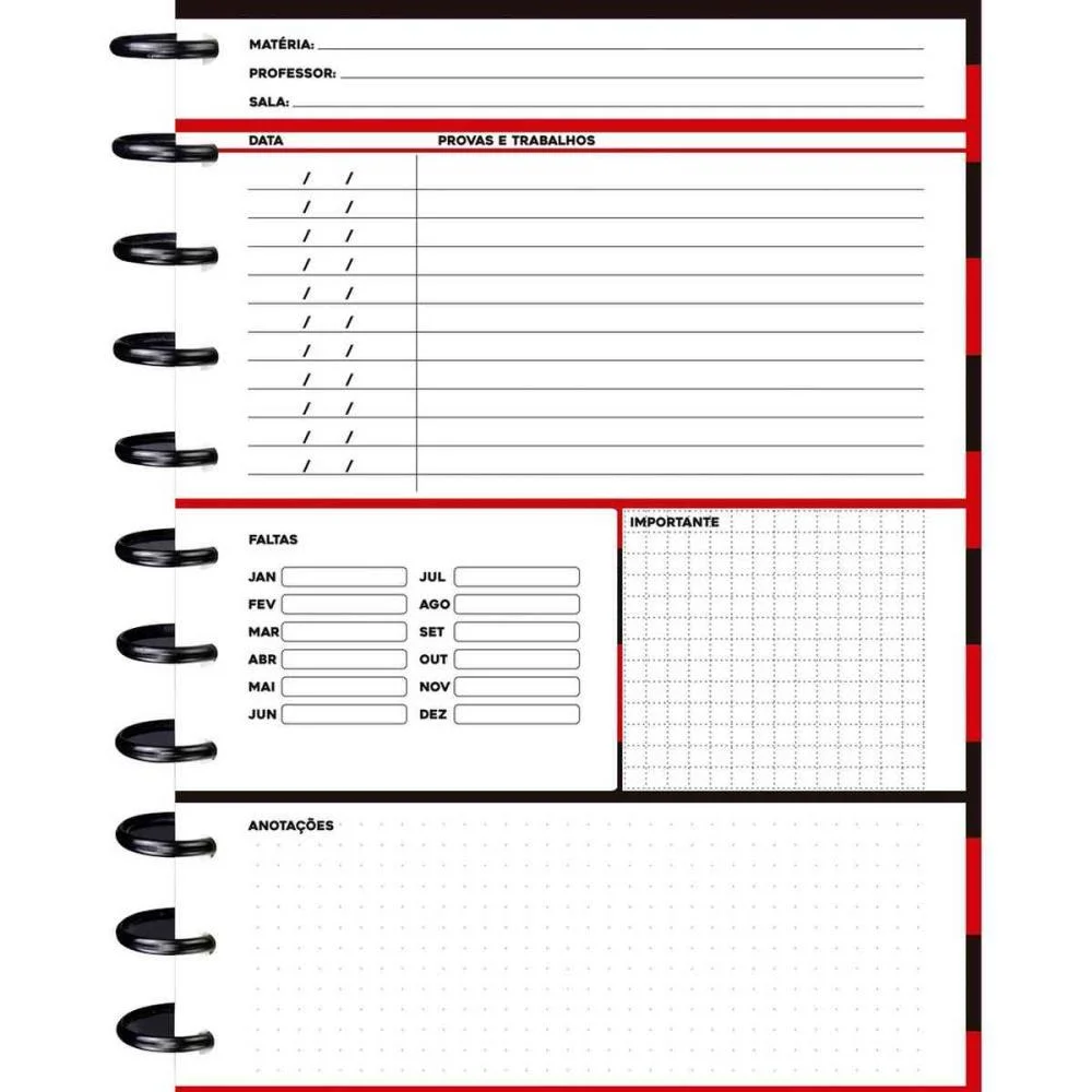 Caderno 10X1 Capa Dura Flamengo Mod.1- Disco 160Fls Kit - imagem 5